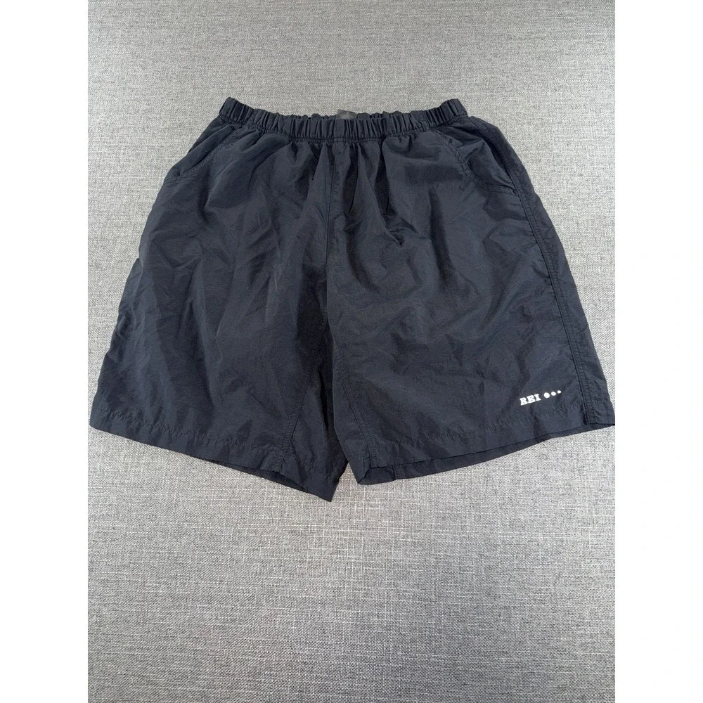 REI Men's Medium Black Nylon Running Athletic Shorts Lined Elastic Waist